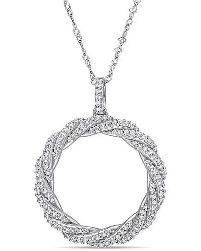 Rina Limor 14k 0.50 Ct. Tw. Diamond & Diamond Twist Circle Necklace - Metallic