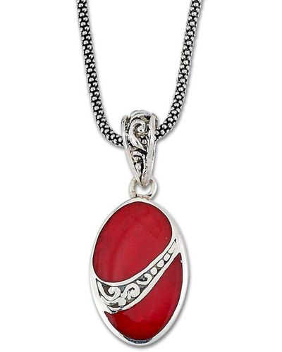 Samuel B. Silver Coral Pendant Necklace - Red