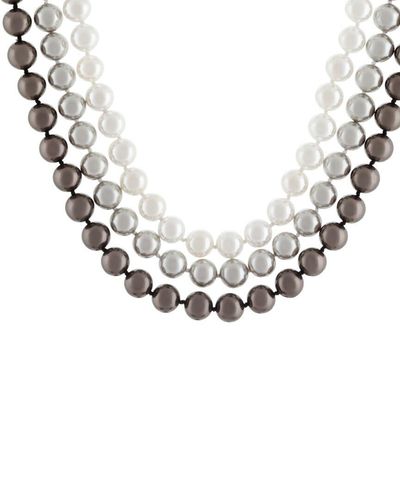 Splendid Silver 10-11mm Shell Pearl Necklace - Metallic