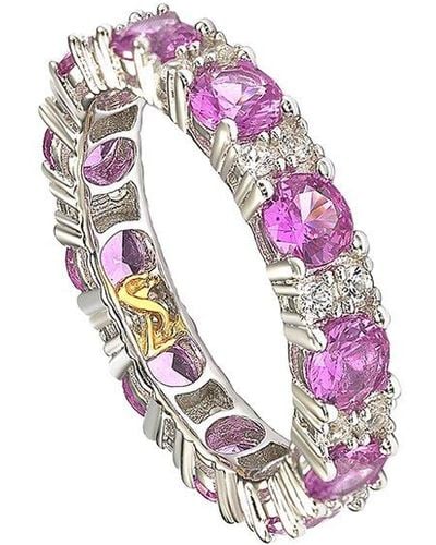 Suzy Levian Silver Diamond & Sapphire Eternity Ring - Pink