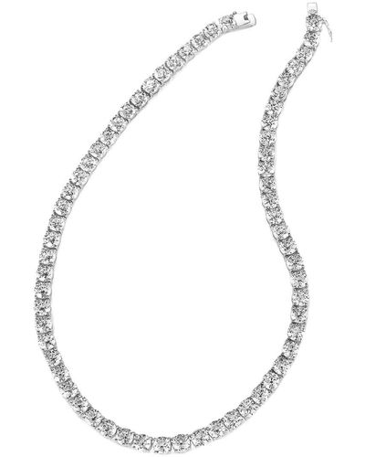 Genevive Jewelry Silver Cz Necklace - White