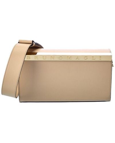 Bruno Magli Bar Tool Box Leather Shoulder Bag - Natural