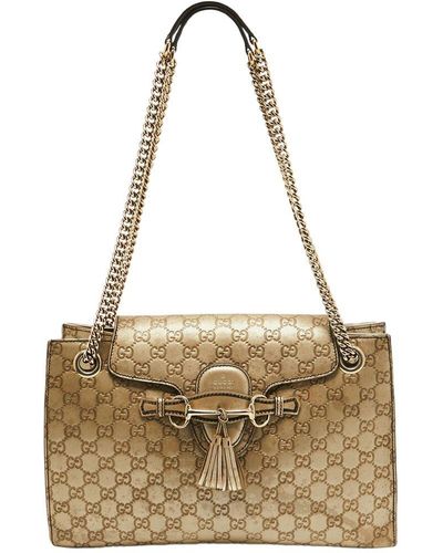 Gucci Ssima Leather Emily Chain Shoulder Bag (Authentic Pre-Owned) - Metallic