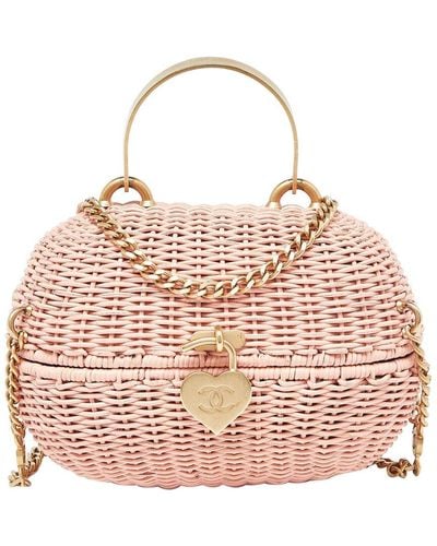 Chanel Wicker Oval Locket Basket Chain Bag (Authentic Pre-Owned) - Pink