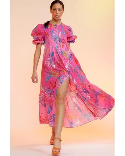 Cynthia Rowley Coral Print Voile Dress - Pink
