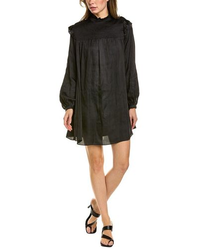 The Kooples Smocked Yoke Shift Dress - Black