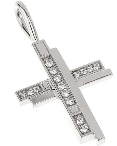 Harry Winston Platinum 0.09 Ct. Tw. Diamond Cross Charm Necklace (Authentic Pre-Owned) - Metallic