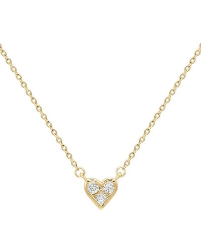 Suzy Levian 14k 0.18 Ct. Tw. Diamond Small Heart Pendant Necklace - Metallic