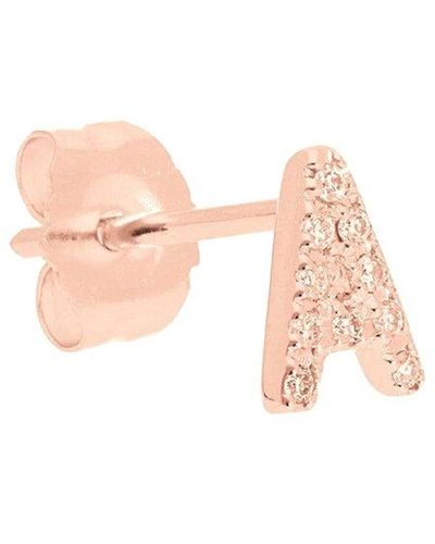 Nephora 14k Rose Gold 0.04 Ct. Tw. Diamond Single Initial Earring (a-z) - Pink