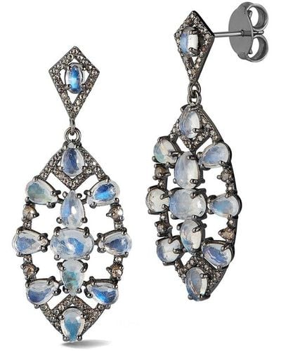 Banji Jewelry Silver 1.10 Ct. Tw. Diamond & Lavender Quartz Drop Statement Earrings - White