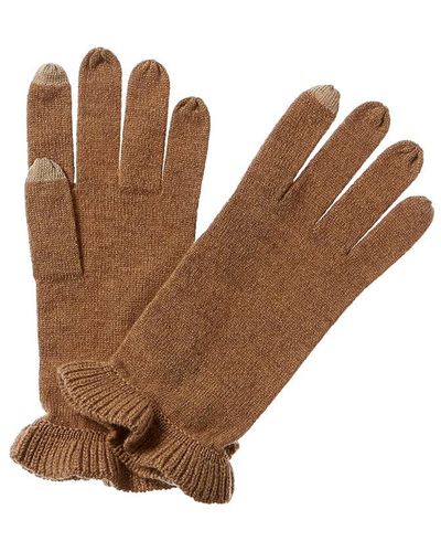 Forte Ruffle Cashmere Gloves - Brown