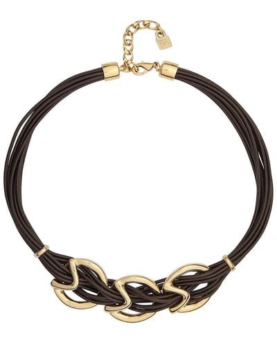 Uno De 50 Plated Leather Short Necklace - Metallic