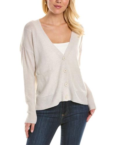 525 America Relaxed Pocket Cashmere Cardigan - White