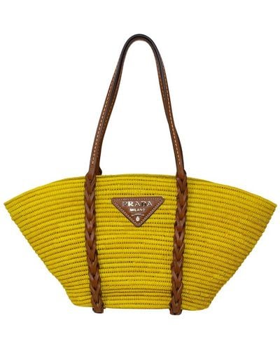 Prada Limited Edition Basket Weave Tote (Authentic Pre-Owned) - Yellow