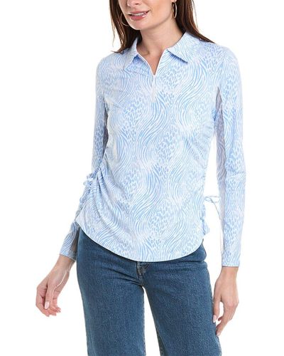 IBKUL Alena Print Adjustable Length Polo Shirt - Blue