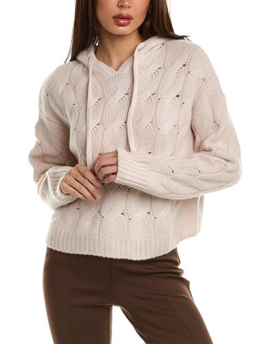 Tahari Cashmere Hooded Sweater - Natural