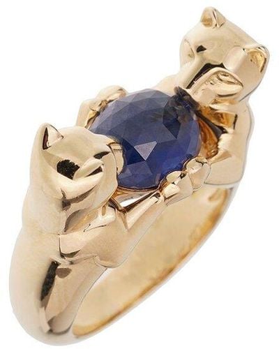 Cartier 18K 3.95 Ct. Tw. Sapphire Double Panthere Ring (Authentic Pre-Owned) - White