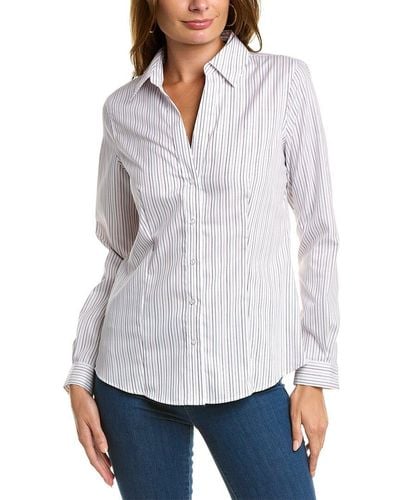 Jones New York Stripe Easy Care Shirt - White