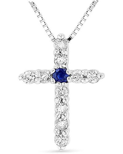 Diamond and sapphire cross pendant sale