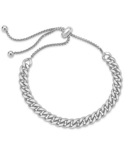 Sterling Forever Rhodium Plated Chain Link Bolo Bracelet - Metallic