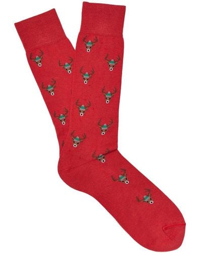 J.McLaughlin Reindeer With Hat Socks - Red