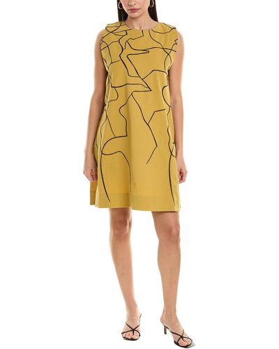 Alpha Studio Seersucker A-line Dress - Yellow