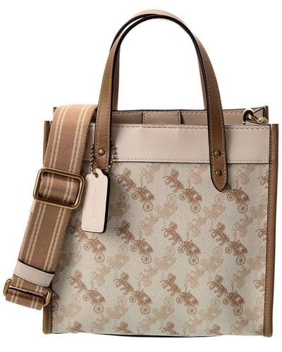 COACH Field Signature Carriage Coated Canvas & Leather Tote - Brown