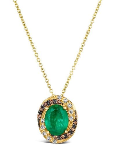 Le Vian 14k 1.47 Ct. Tw. Diamond & New Emerald Pendant Necklace - Metallic