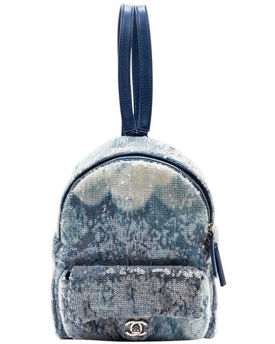 Chanel Limited Edition Sequin Leather 2018 Act Ii Mini Backpack, Never Carried (Authentic Pre-Owned) - Blue