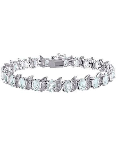 Rina Limor Silver 9.63 Ct. Tw. Diamond & Aquamarine Link Bracelet - White