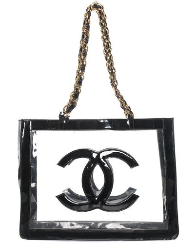 Chanel Black Patent Tote Bag (Early 2000s) - Wyld Blue