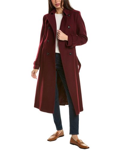 Cole Haan Button Front Wool-blend Coat - Red