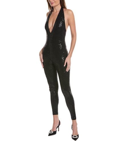Michael Kors Halter Hand Embroidered Catsuit - Black