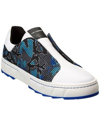 Karl Lagerfeld Camo Laceless Leather Trainer - Blue