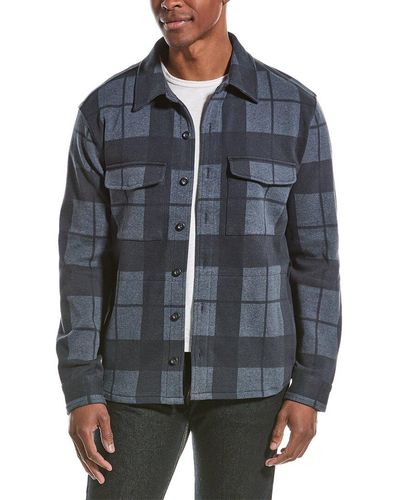 Vince Tonal Plaid Shirt Jacket - Blue