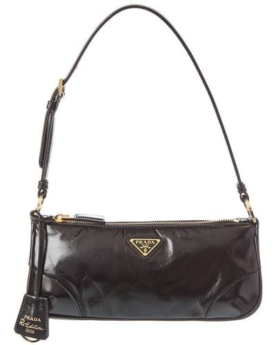 Prada Re-edition 2002 Small Leather Shoulder Bag - Black