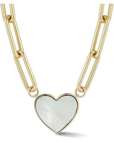 Ember Fine Jewelry 14K Pearl Heart Necklace - Metallic
