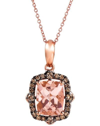 Le Vian Le Vian Chocolatier 14k Rose Gold 2.51 Ct. Tw. Diamond & Morganite Pendant Necklace - Pink