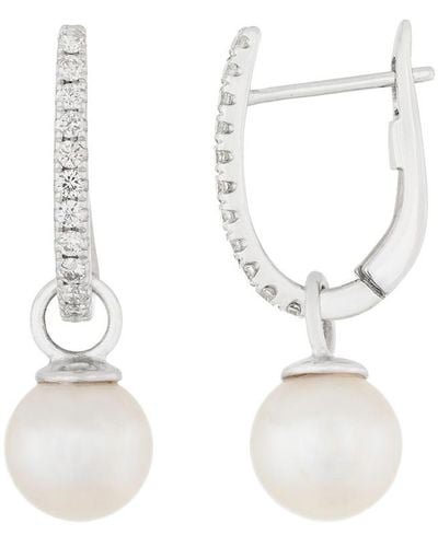 Masako Pearls 14k 0.22 Ct. Tw. Diamond 7-7.5mm Pearl Earrings - White