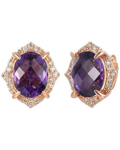 Le Vian ® 14k Strawberry Gold® 5.23 Ct. Tw. Diamond & Dark Amethyst Earrings - Purple