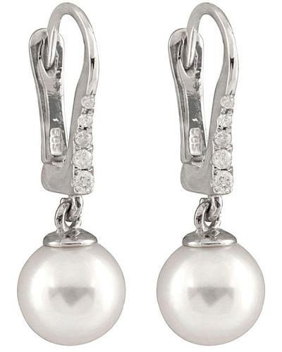 Masako Pearls Splendid Pearls 14k Diamond & 7-7.5mm Akoya Pearl Earrings - Multicolor
