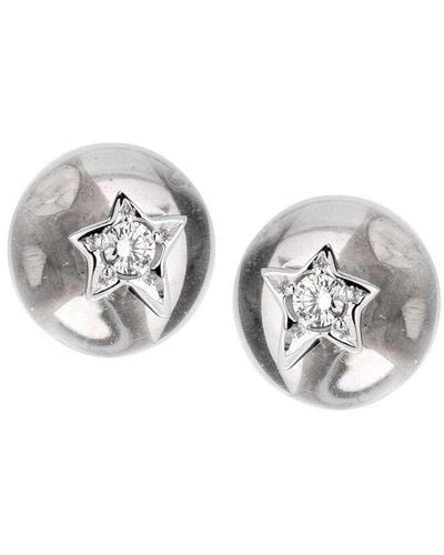 Chanel 18K 0.20 Ct. Tw. Diamond & Rock Crystal Comete Studs (Authentic Pre- Owned) - Metallic