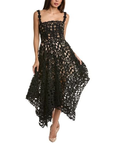 Oscar de la Renta Asymmetric Silk-lined Dress - Black
