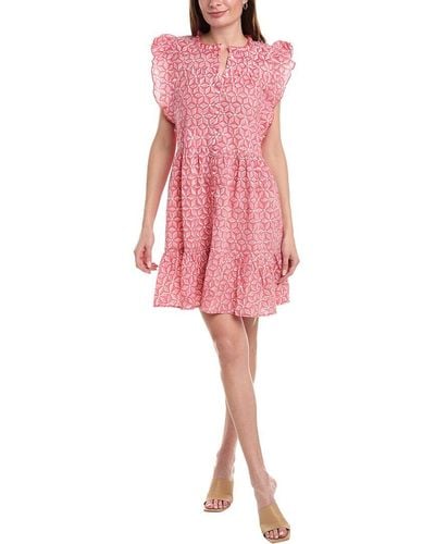 Lilla P Button Down Peplum Dress - Pink