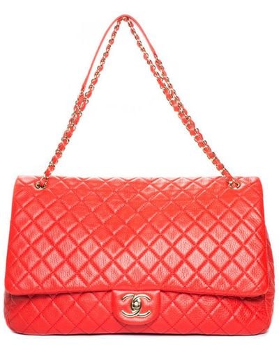 Chanel Red Quilted Leather Xxl Airline Flap Bag, Never Carried