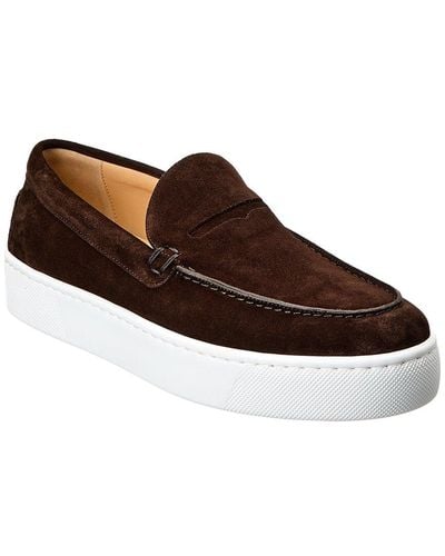 Christian Louboutin Paqueboat Suede Platform Trainer - Brown