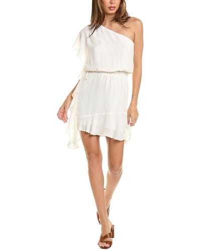 Krisa Ruffle Side Mini Dress - White