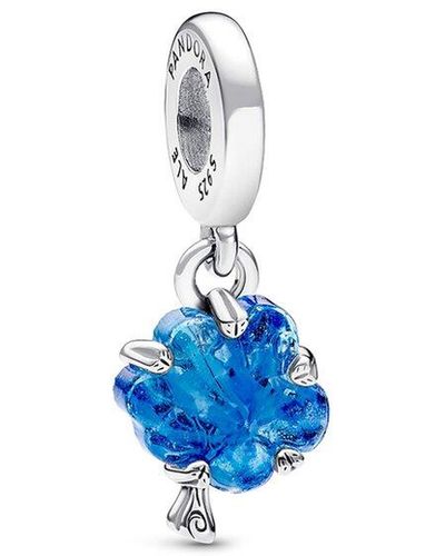 PANDORA Moments Silver Family Tree Murano Glass Dangle Charm - Blue