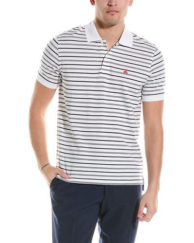 Brooks Brothers Stripe Slim Fit Polo Shirt - White