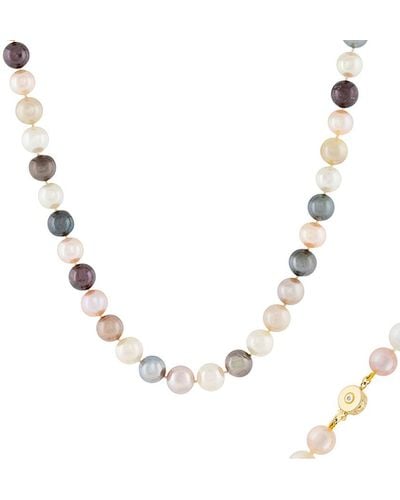 Masako Pearls 14k 0.02 Ct. Tw. Diamond & 9.2-10.6mm South Sea & Tahitian Necklace - Metallic